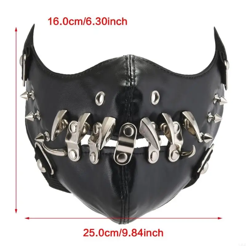 U4le Rivet Spikes Leather Mask Cosplay Mask Masker Motorfiets Biker Half Gezicht Masker Anti Dust Sportmasker Masquerades Mask