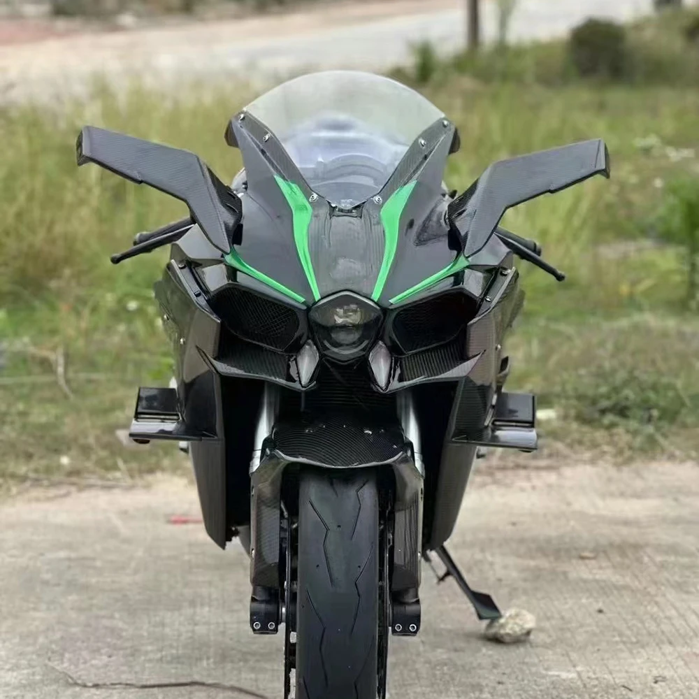 Motorcycle Aerodynamic Fixed Wing For Kawasaki Ninja H2 H2R 2015-2023 Front Wing Front Spoiler Fairing Accessories Side Winglets