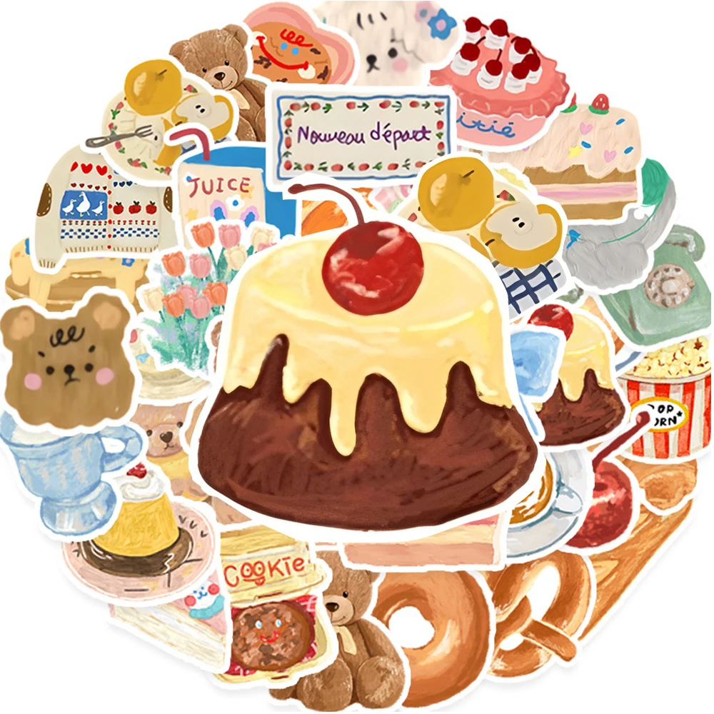

10/30/50pcs Korean INS Style Food Cake Stickers Cute DIY Laptop Luggage Stationery Kawaii Graffiti Decals Sticker for Kid Toys