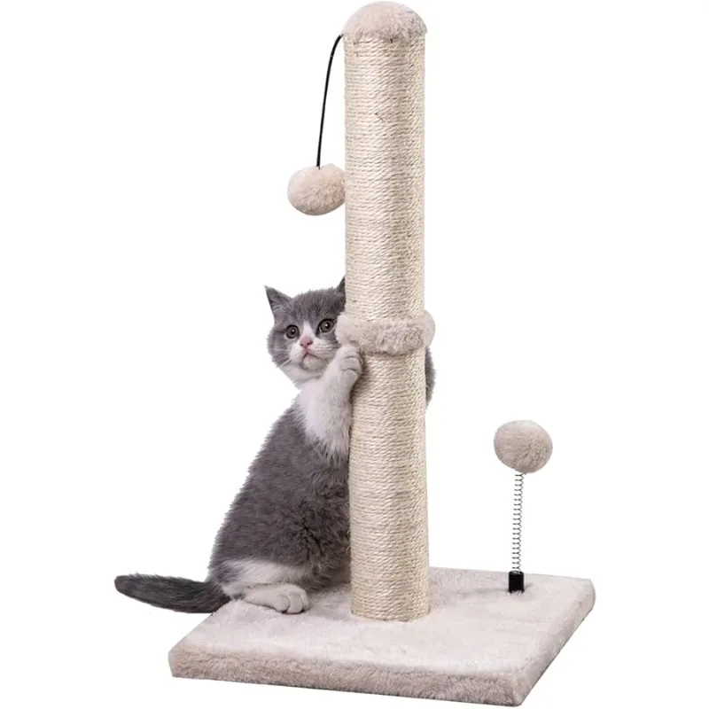 

MECOOL Cat Scratching Post Premium Basics Kitten Scratcher Sisal Scratch Posts with Hanging Ball 22in for Kittens or Smaller Cat