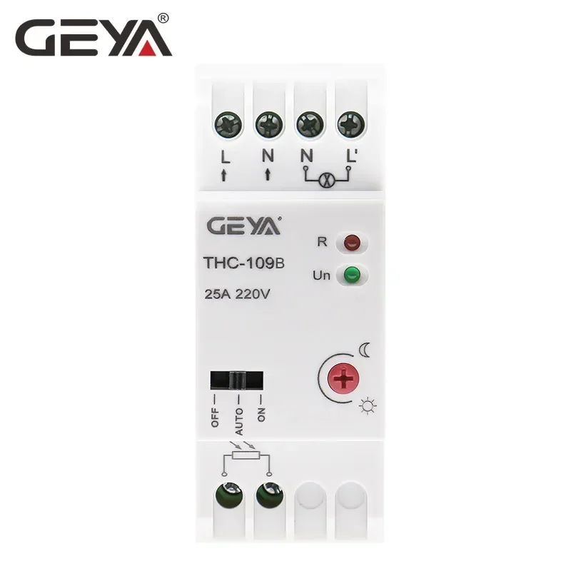 GEYA On Off Photocell Light Controller Switch with Sensor 16A 25A AC220V Din Rail Smart Light Switch