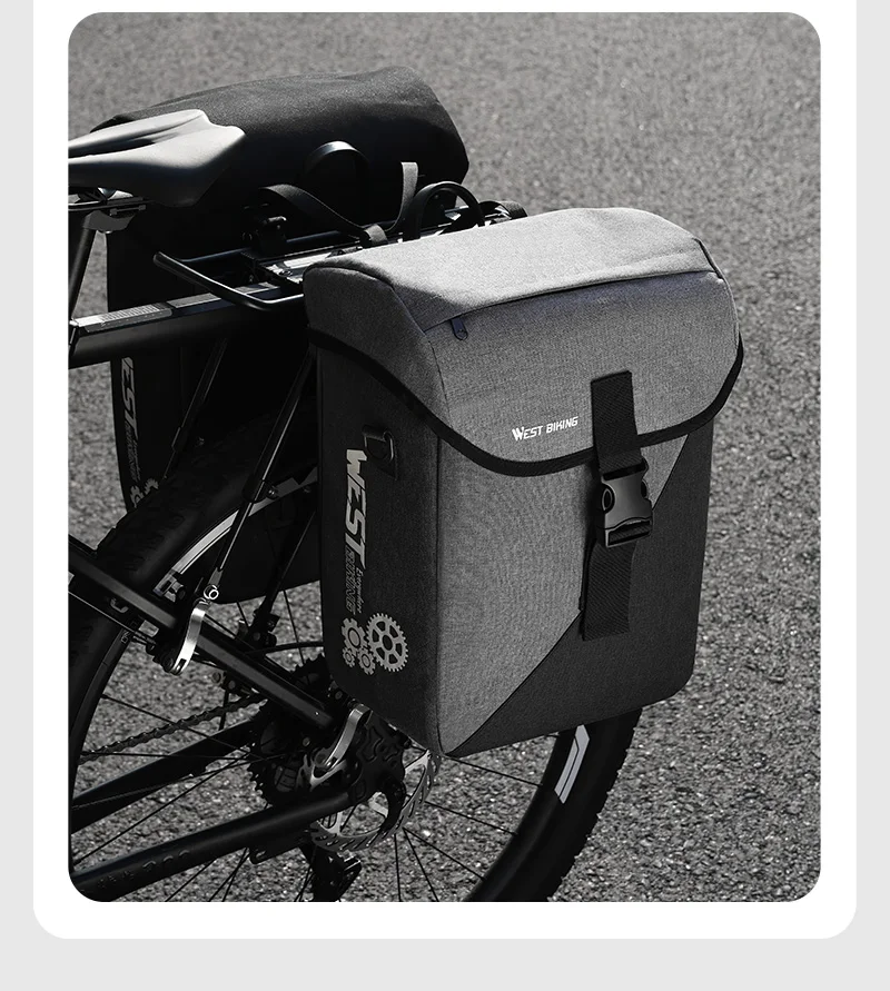 WEST BIKING 16L Wasserdichte Fahrrad-Gepäckträgertasche Große Kapazität Fahrrad-Gepäckträger-Tasche mit Schnellverschluss-Clips für Rennräder – Detail 17