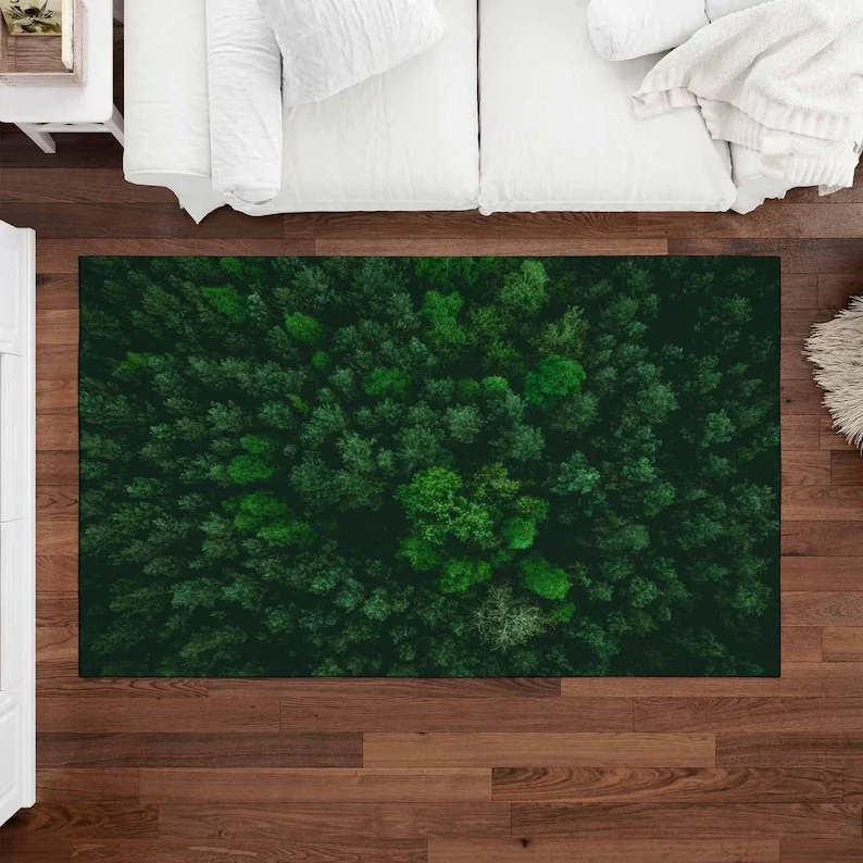 Forest View Design Rug Modern Living Room Rug Rug for Corridor Bedside Rug Washable Rug Non-skid Rug Cute Color Rug, Cozy Rug 24