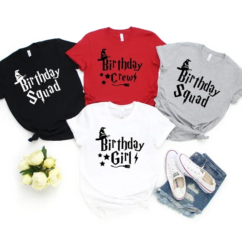 

Wizard Graphic Girl Birthday Squad Crew T-shirt Family Potterhead Birthday Party Tshirt Maching Tops Fashion Women Clothing