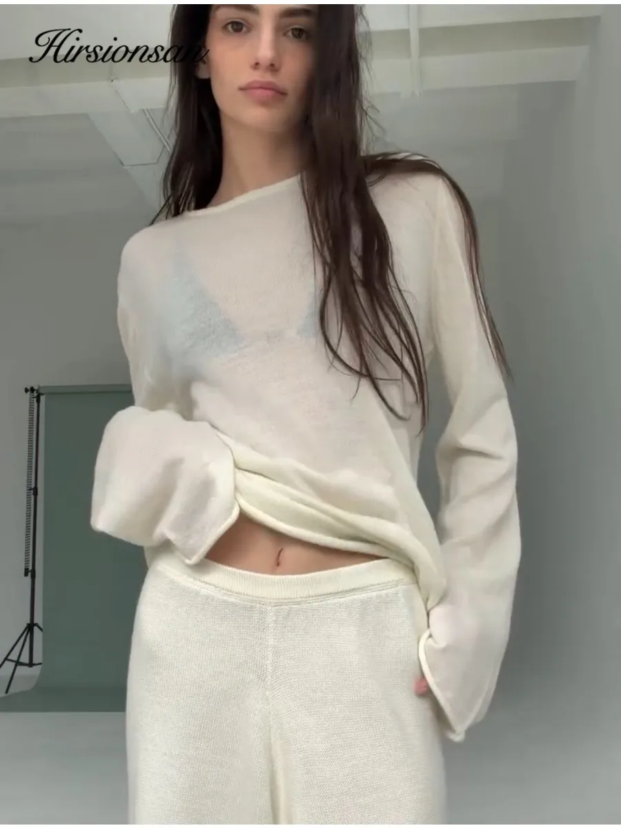Hirsionsan Elegant Soft Sweater Women 2026 New Summer Autumn Casual Fashion Loose Women Pullovers Chic Pink Jumper Sueter Mujer