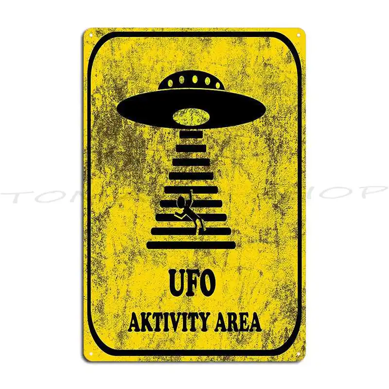 Alien Abductions Warning Ufo Area Keep Out Signal  Metal Sign Poster Garage Cinema Funny Pub Iron  Tin Sign Poster