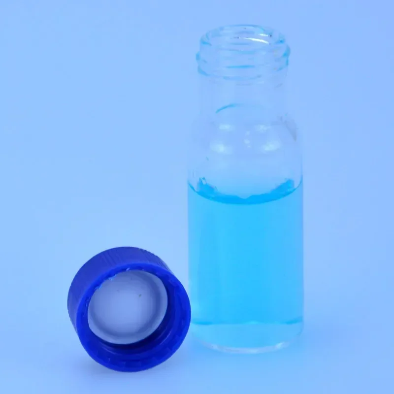 Transparent Chromatography Vial 1.5ml For With Blue Open-topped Cap Automatic Parse Sample Bottle 100/pk