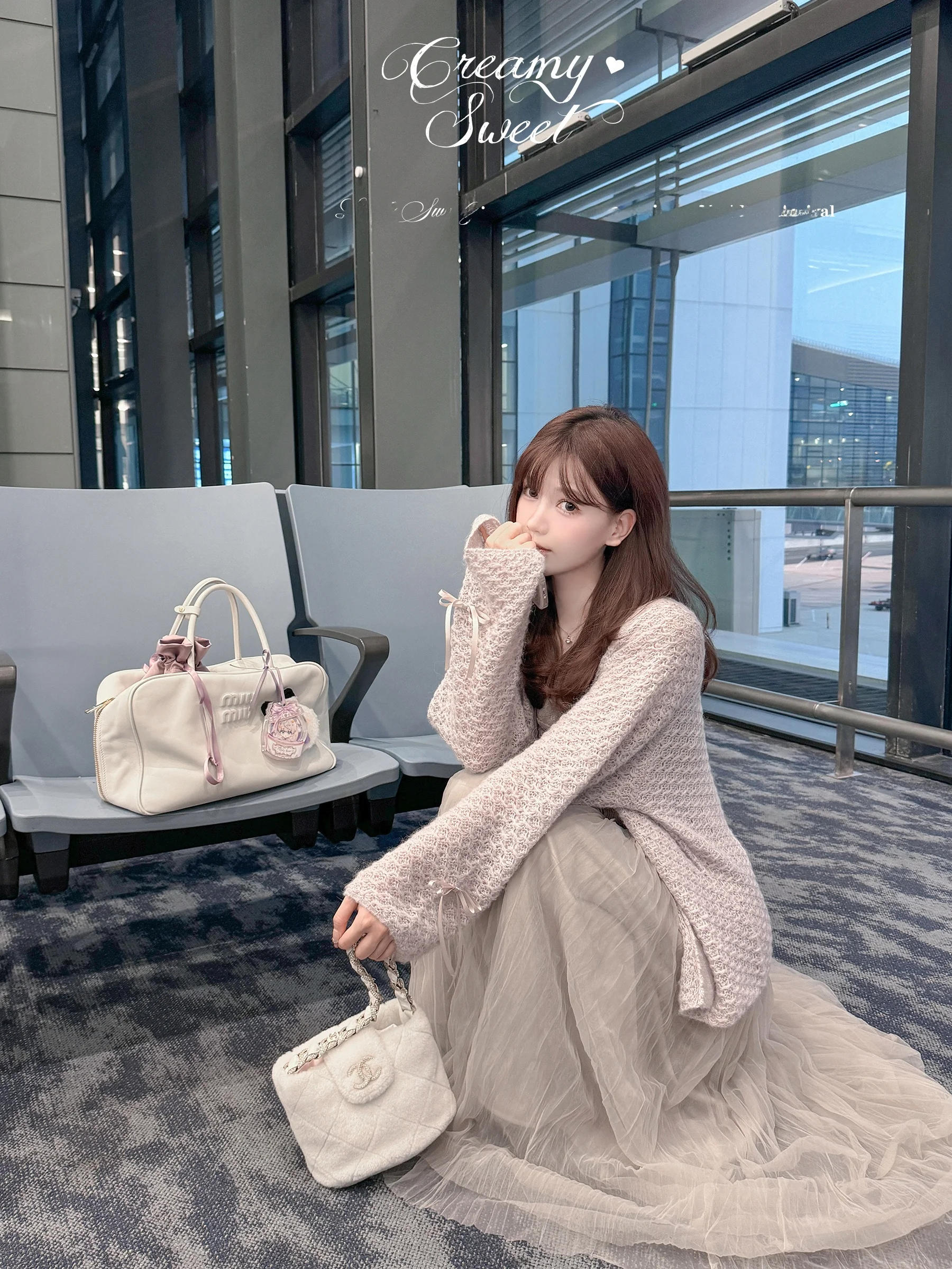 

Sweet Philosophy CrySweet Long Lace Dr with Knots And Alpaca Wool Strap Design V-Ne Regular Length Cardigan