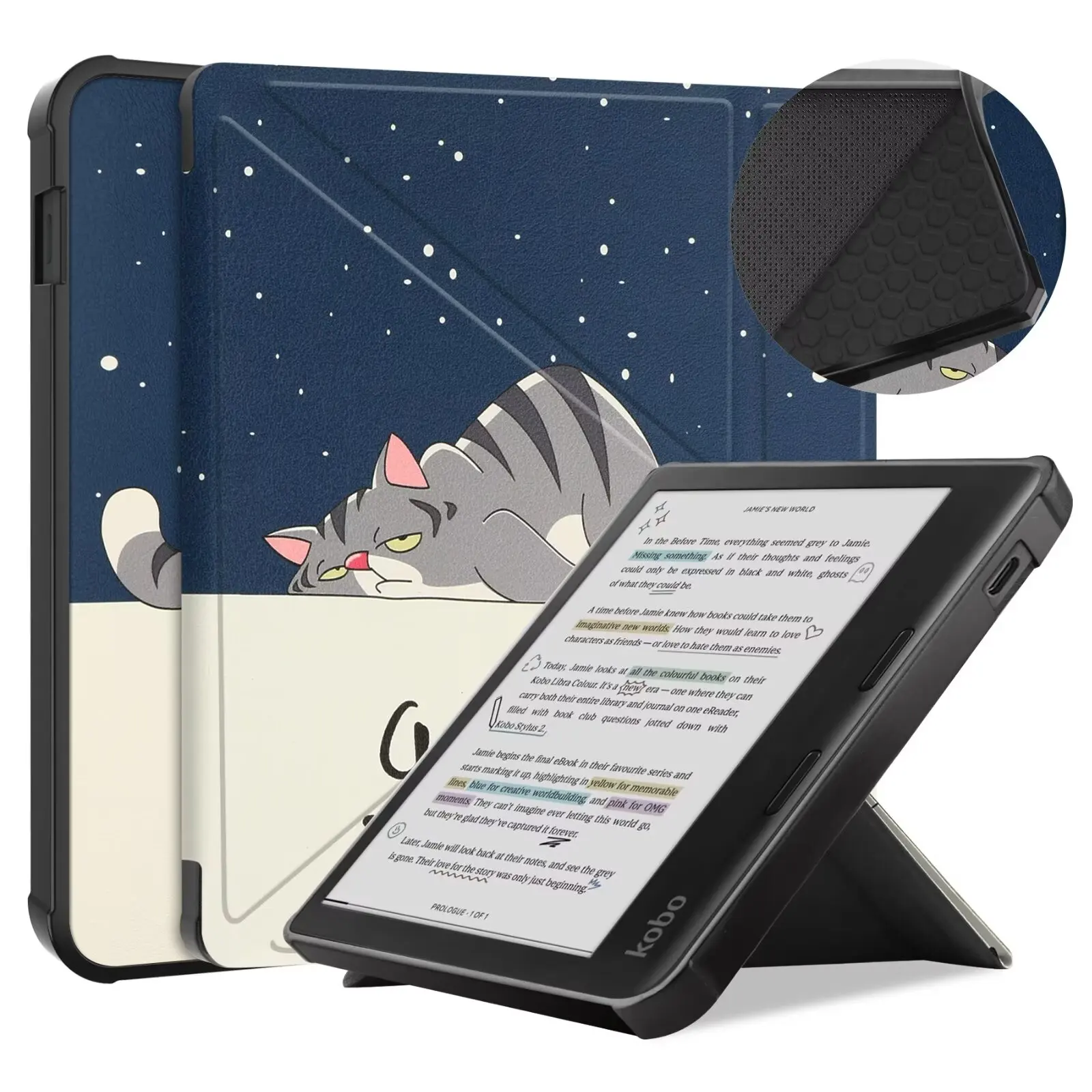 Auto Sleep/Wake สําหรับ Funda Kobo Libra สี 7 "eBook กรณีสมาร์ทแม่เหล็กพร้อม Soft TPU Back Shell