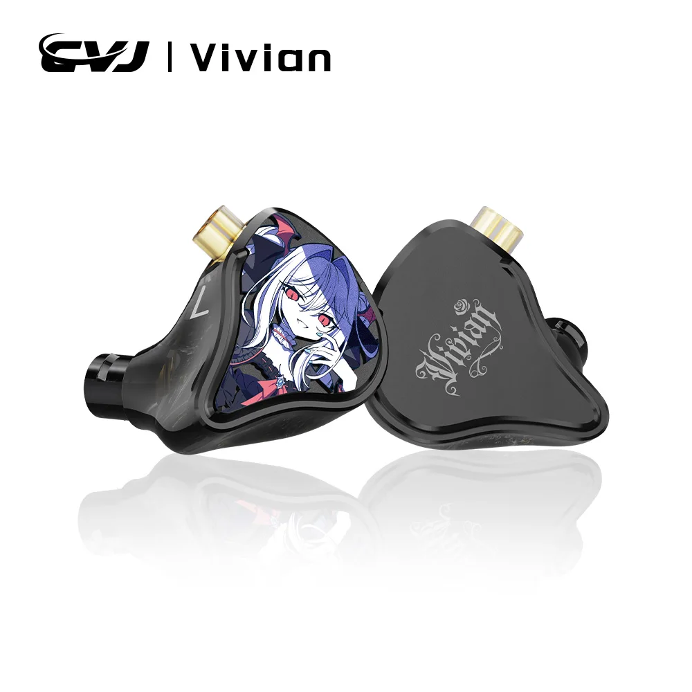 CVJ Vivian インイヤーモニターイヤホン 10mmダイナミックドライバー HiFi品質 IEM 3.5mm マイク付き 2Pin S着脱式ケーブル 音楽ゲーム用