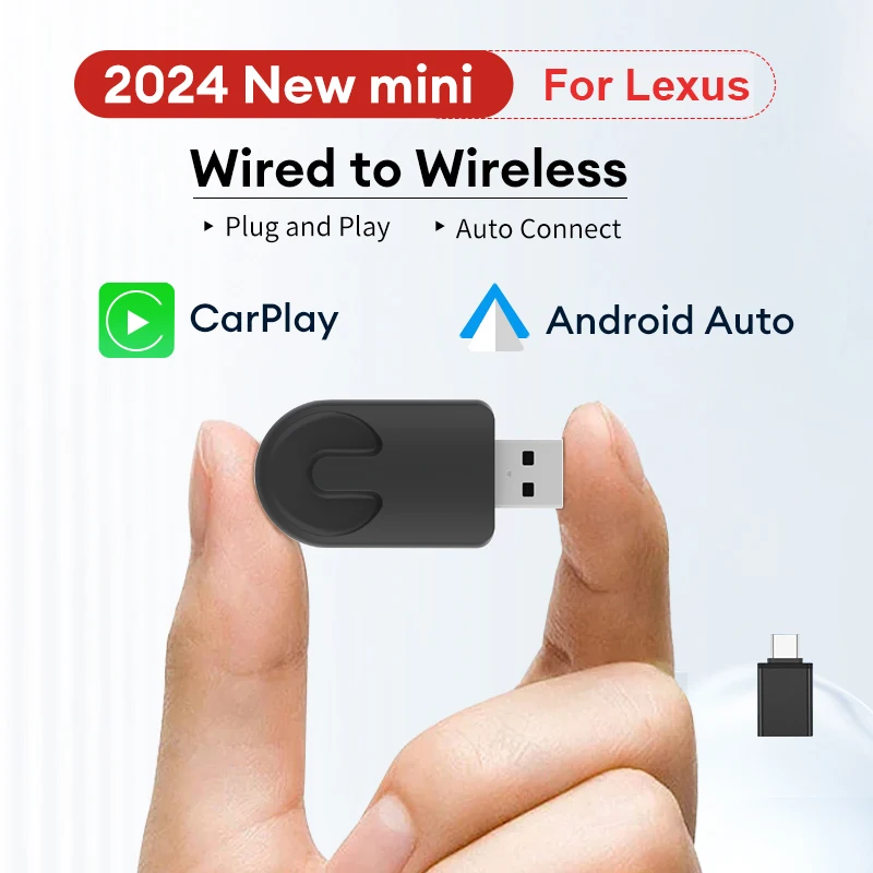 XUDA 2024  Mini Wired to Wireless 2 in 1 AI Box Carplay 5G Wifi  & Bluetooth 5.0 For Lexus ES 200 300 RX NX UX GX LX IS LS