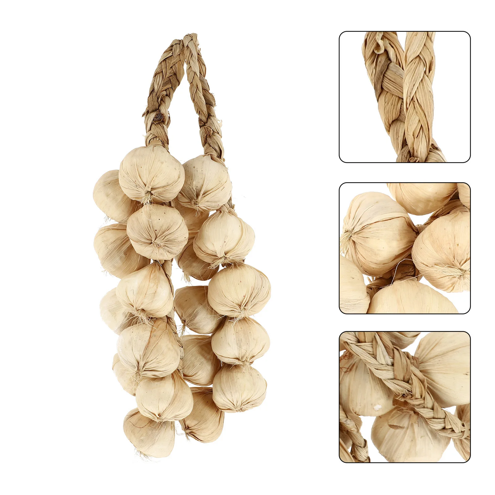 

2Pcs Hanging Fake Garlic Strings Lifelike Artificial Vegetables Home Farm Wall Decorations Restaurant Props Fake Garlic Strings