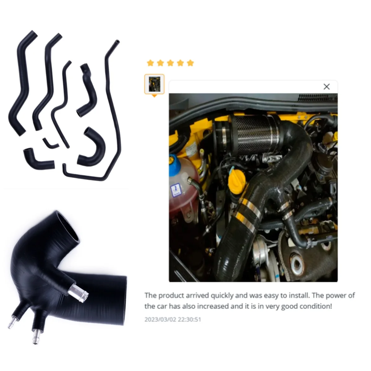 

9PCS Matt Black Silicone Radiator Coolant Air Inlet Intake Hose Pipe Kit for Fiat Abarth 500 595 695 Garrett Turbo 180PS 180HP