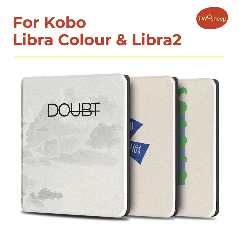 Twosheep for Kobo Libra2/ Libra Colour Case English Text Design 7inch Magnetic Flip TPU Soft Shell Auto Sleep Wake Cover