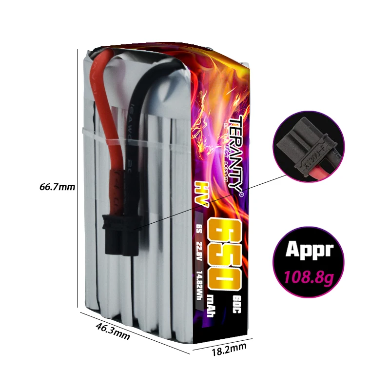 HV Max 120c TERANTY 6S 650mAh Lipo Battery For RC Helicopter Quadcopter FPV Racing Drone Spare Parts 22.8 Rechargeable Battery
