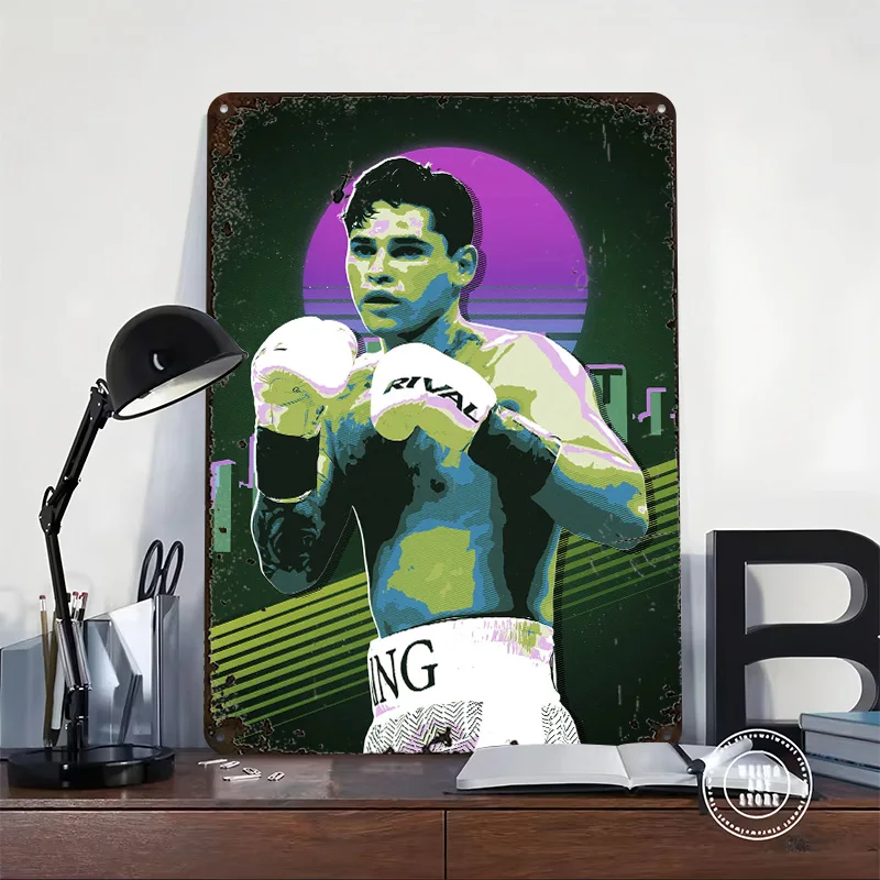 Ryan Garcia Boxing Personalized 3D Textured Metal Poster Wall Art Tinplate Sign for Interior Decoration Living Room Accessories