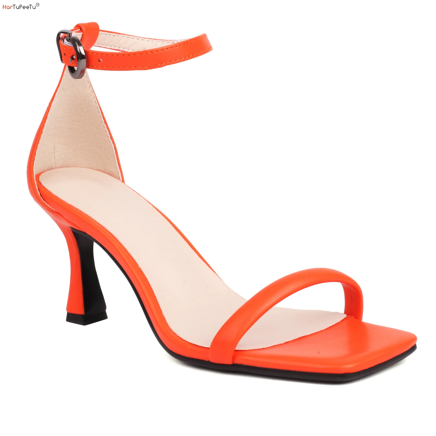 

Sandals Heels Women Ankle Strap Shoes Ripe Comfy Culbgrils Sexy Black White Beige Orange Dance Pumps Size 34-43