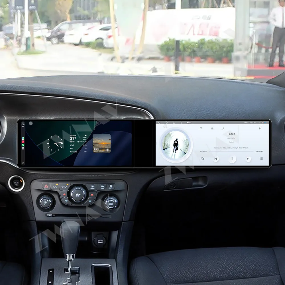 Android 13 Tela Dupla HD Touch de 12.3 polegadas para Dodge Charger/Challenger 2011-2014, Reprodutor Multimídia GPS Automotivo, Acessórios para Interi