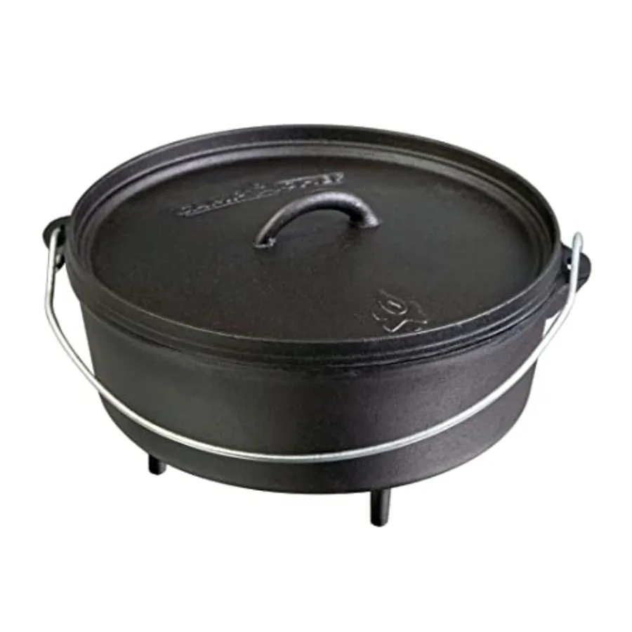

Camp Chef SDO10 10 Double Black Seasoned Cast Iron Dutch Oven with Lid for Outdoor Cooking and Indoor Stovetop Use Durable Cast