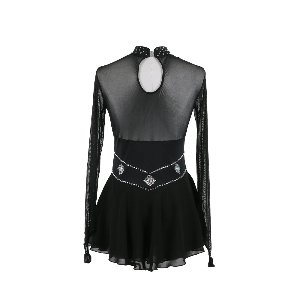 Zagitova Figure Skating Dress Women Girls Ice Skating Skirt Performance Competition Mesh Skirt Costume Sleeveless Black