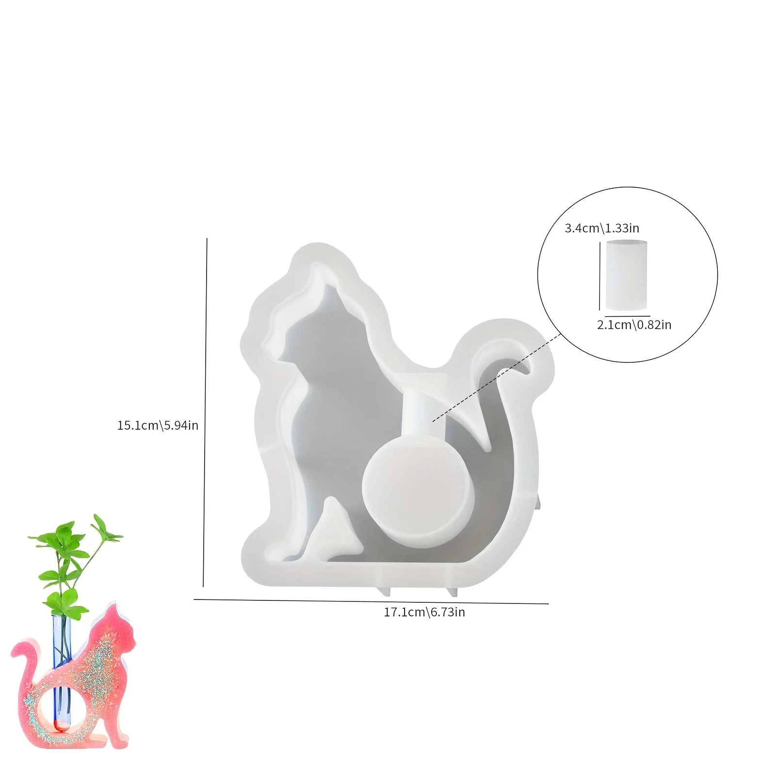 Cat Silicone Vase Mold Test Tube Hydrophilic Gypsum Flower Arrangement Decoration Epoxy Resin Casting Mold
