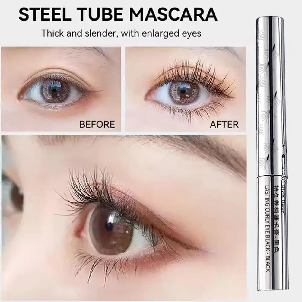 1 pçs fibra de seda fosco rímel maquiagem ultra-fino escova alonga cílios à prova dwaterproof água secagem rápida marrom preto curling rímel quente