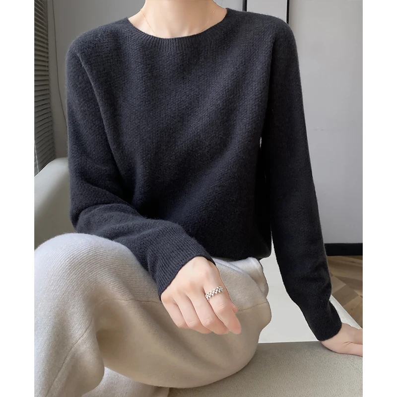 100% lana Cashmere maglione donna o-collo Pullover Casual lavorato a maglia Top autunno e inverno nuova giacca da donna moda coreana