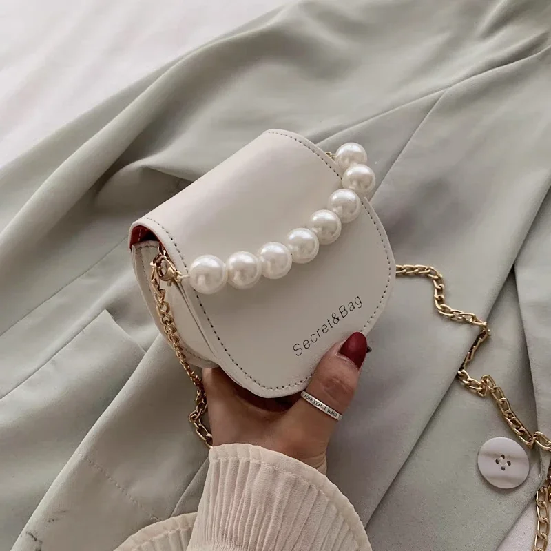 Women Mini Handbags New Elegant Shoulder Messenger Bag Portable Chain Bags Girl Pearl Crossbody Rhombus Small Square Bag