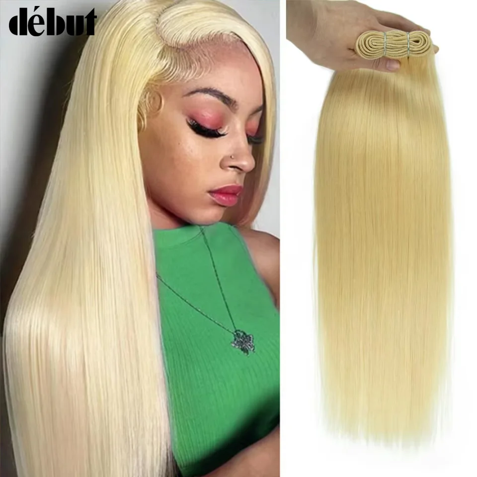 debut-brazilian-straight-hair-highlight-613-double-drawn-human-hair-weave-bundles-remy-27-4-6-8-blond-human-hair-bundle