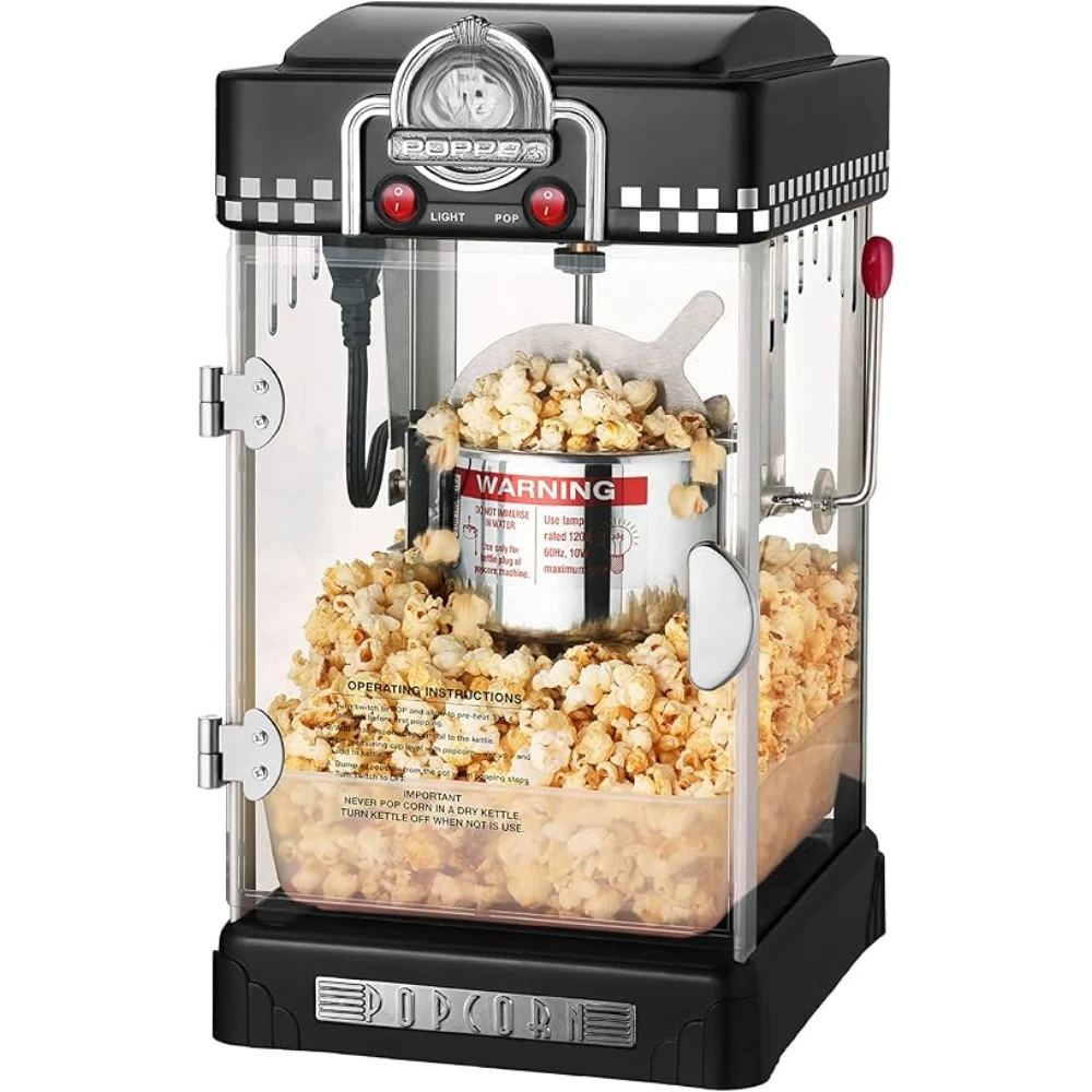 Popcorn Machine 2.5 Ounce, Movie Hot Buttered Popcorn, Tabletop Kettle Popcorn Popper Machine