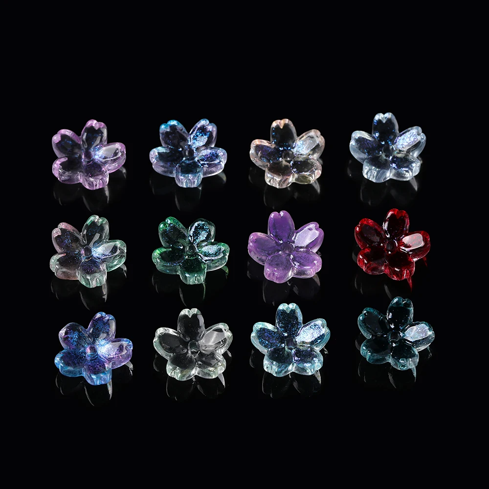 

20Pcs/lot AB Colour Glass Beads Cherry Blossom Loose Spacer Beads for Jewelry Making DIY Bracelet Necklace Accessories
