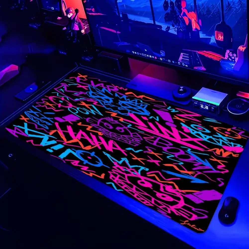 Colorful Graffiti Symbol Large Gaming Mouse Pad XXL Abstract Deskmat Non-Slip Rubber Game Mouse Mat Computer Keyboard Mats Gamer