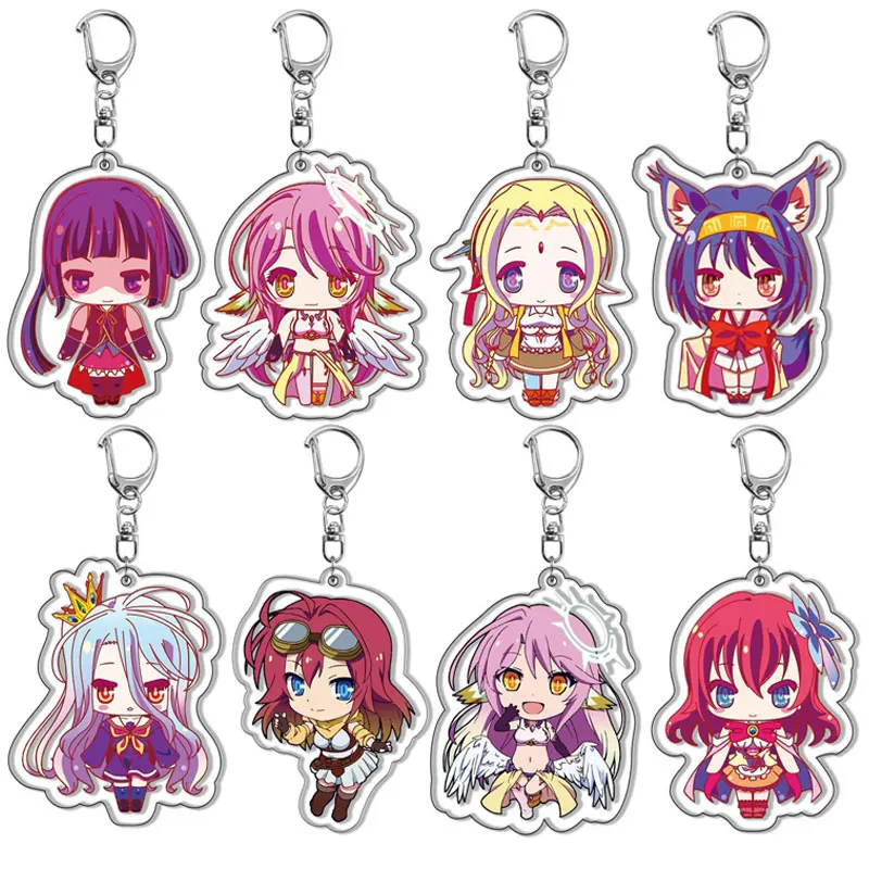 Anime NO GAME NO LIFE Keychain Cute Figure Shiro Hatsuse Izuna Colone Dora Pendant Car Key Ring Bag Accessories Christmas Gifts