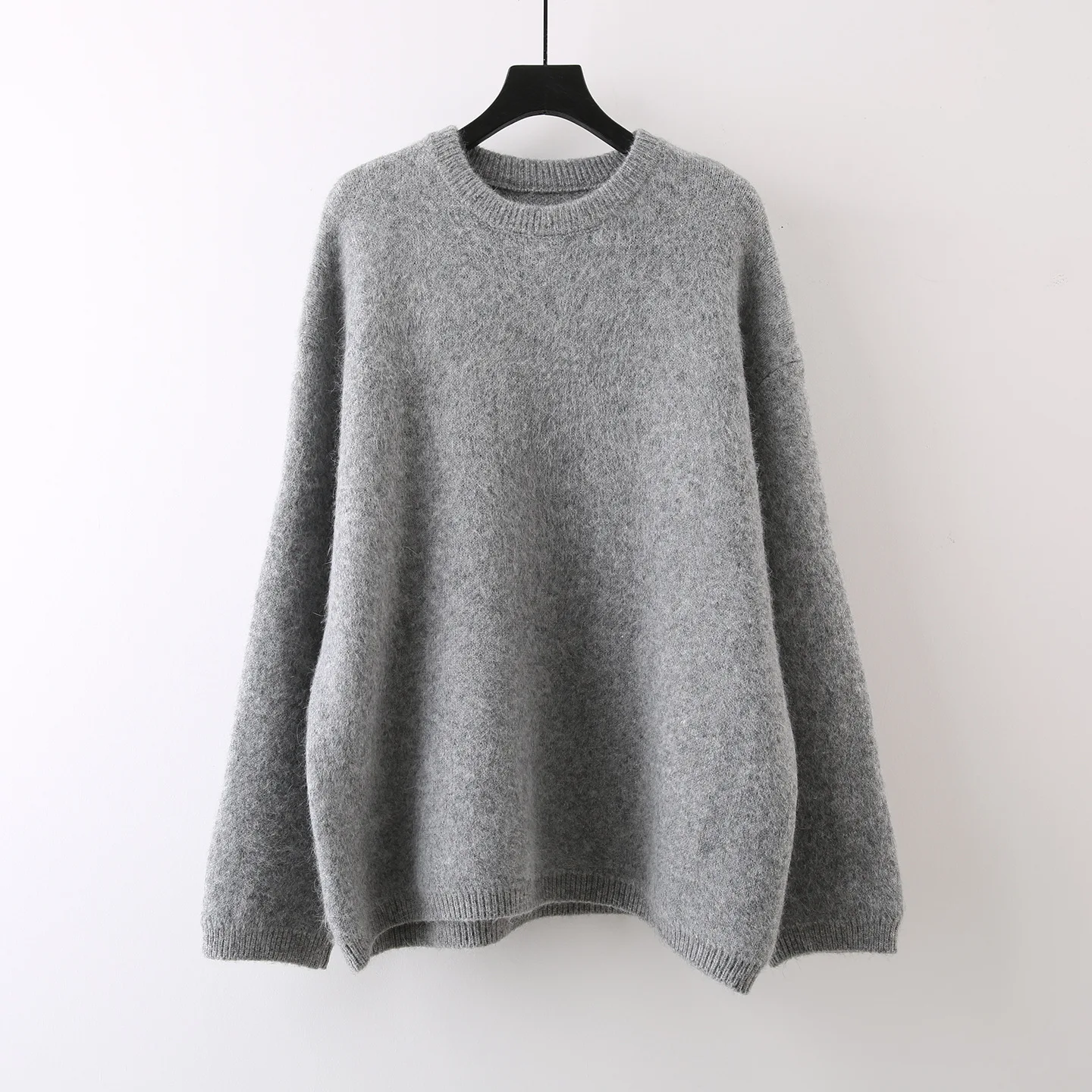 ZAMOR Women 2026 Winter Lazy Style Premium Rabbit Hair Blend Knit Sweater Soft Round Neck Brushed Thick Top