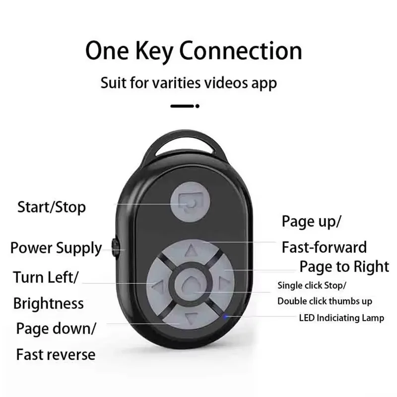 جهاز تحكم عن بعد لاسلكي يعمل بالبلوتوث لهاتف Xiaomi/iPhone/Huawei، مصراع كاميرا الهاتف الذكي، جهاز تحكم عن بعد للفيديو لـ Tiktok/Youtube