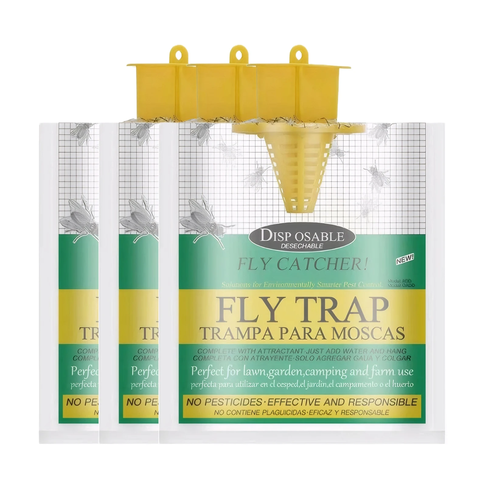 3Pcs Outdoor Fly Bait Bag Water-soluble Fly Bait Hanging Flies Flytrap Bag Disposable Catcher Catch Bag For Household Garden