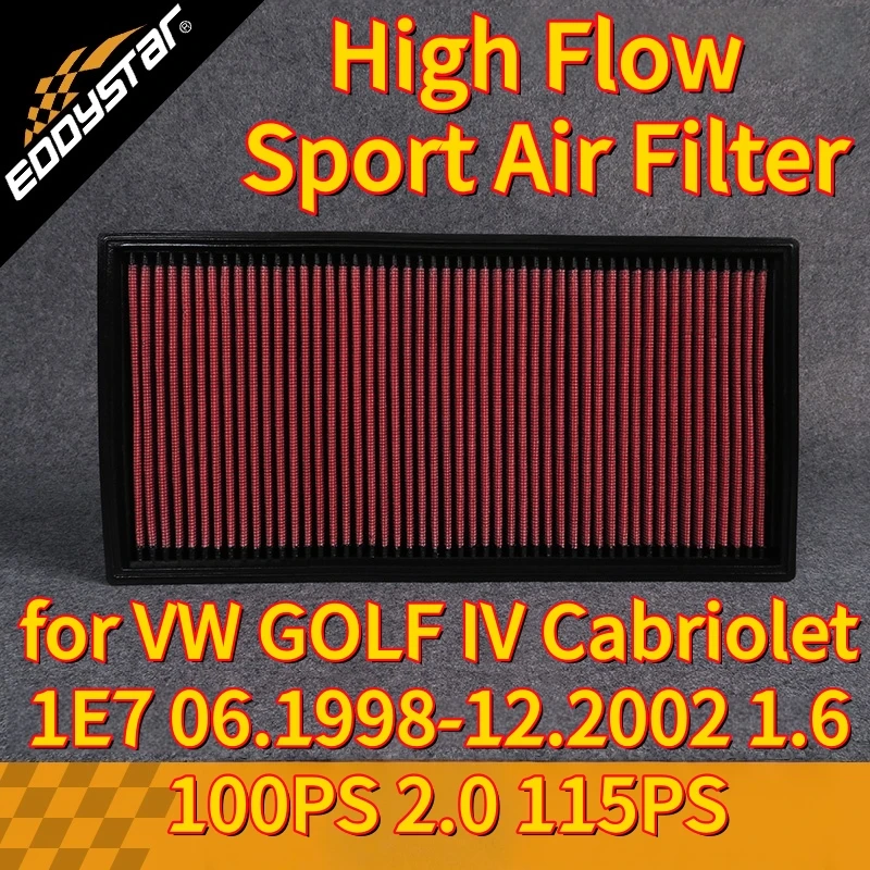 

Спортивный воздушный фильтр с высоким расходом для VW GOLF IV Cabriolet 1E7 06.1998-12.2002 1,6 100PS 2,0 115PS Моющиеся гоночные впускные фильтры