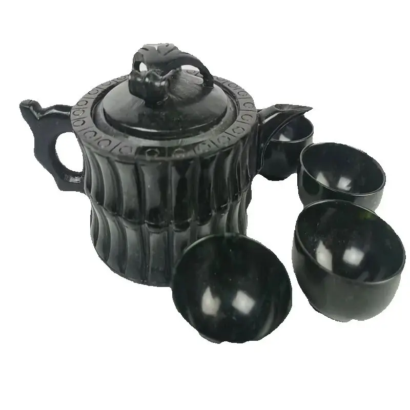 

China Jade Carved ,Teapot Four Cups, Of Kung Fu A Set Of Tea Utensils,Bamboo Knot Type