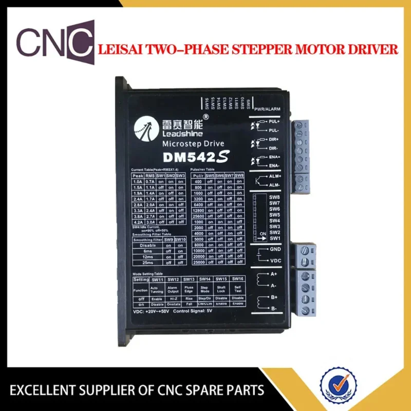 

Leadshine Stepper Motor Driver DM542S Two Phase Input Voltage 10-30V DC Current 0.5-5.6A Automation Machine Use CNC Kit