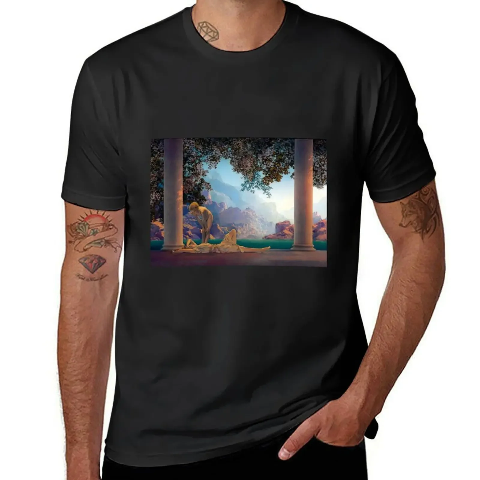 Maxfield Parrish - Daybreak 1922 T-Shirt anime stuff for a boy aesthetic clothes cotton graphic tees compression shirt men