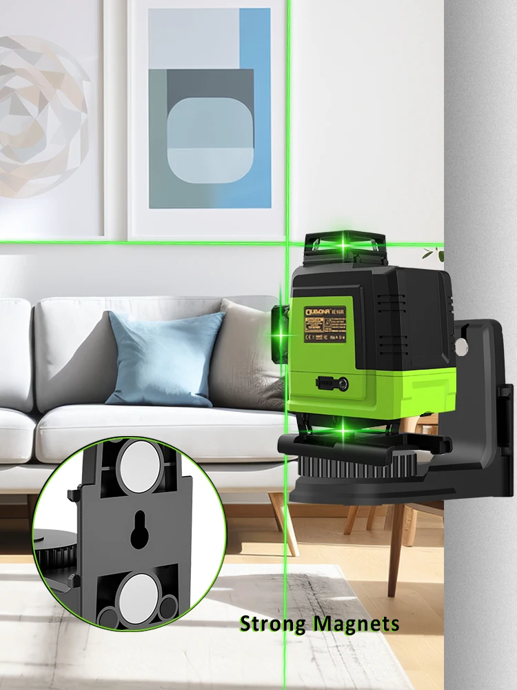 Clubiona 4D 16 lines Professional German Core Floor Ceiling Remote Control Green Line Laser Level with 5000mahs Li-Ion Battery