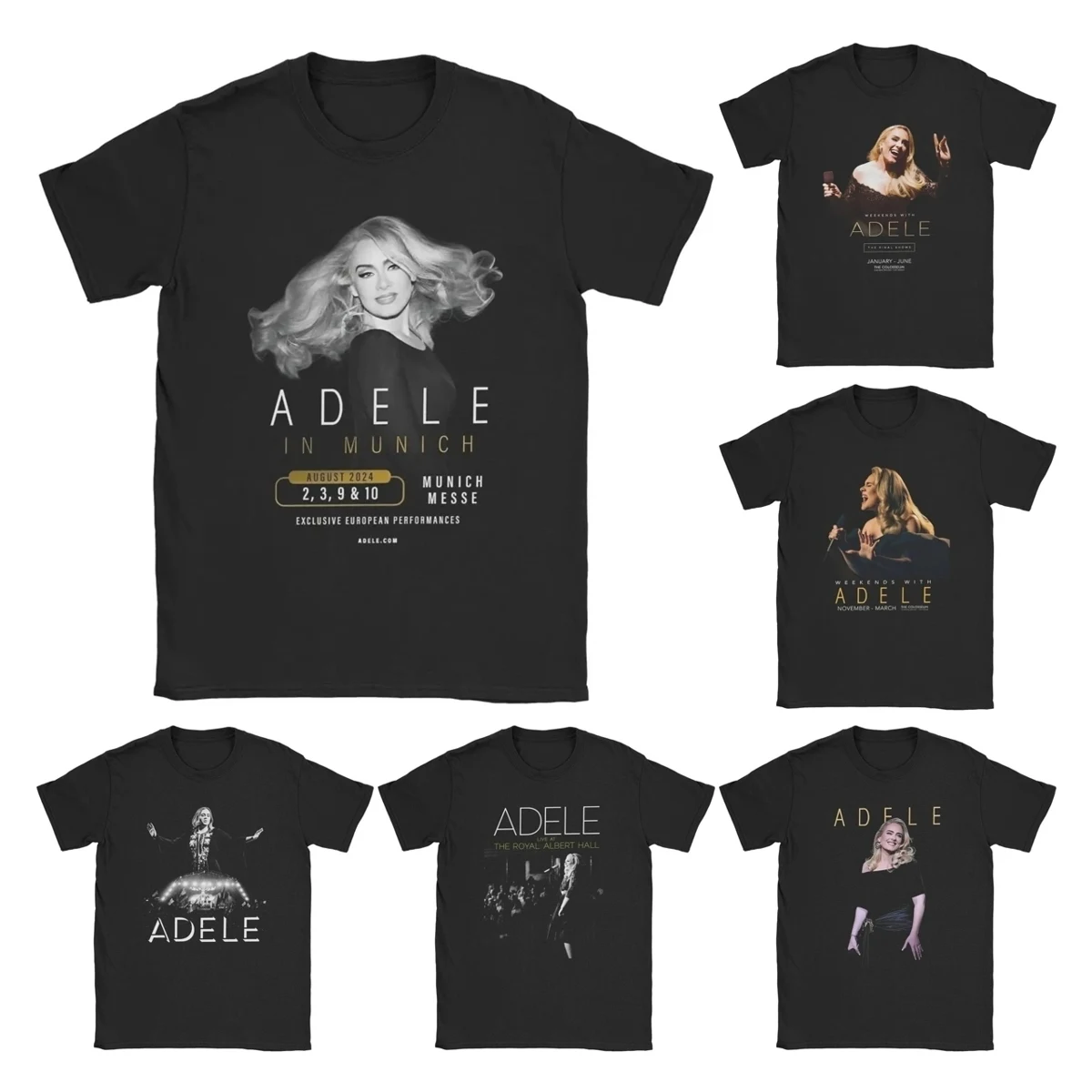 Men T-Shirt Adele Tour 2024 Amazing 100% Cotton Tee Shirt Short Sleeve Music Tour Singer T Shirt Crewneck Clothing Plus Size