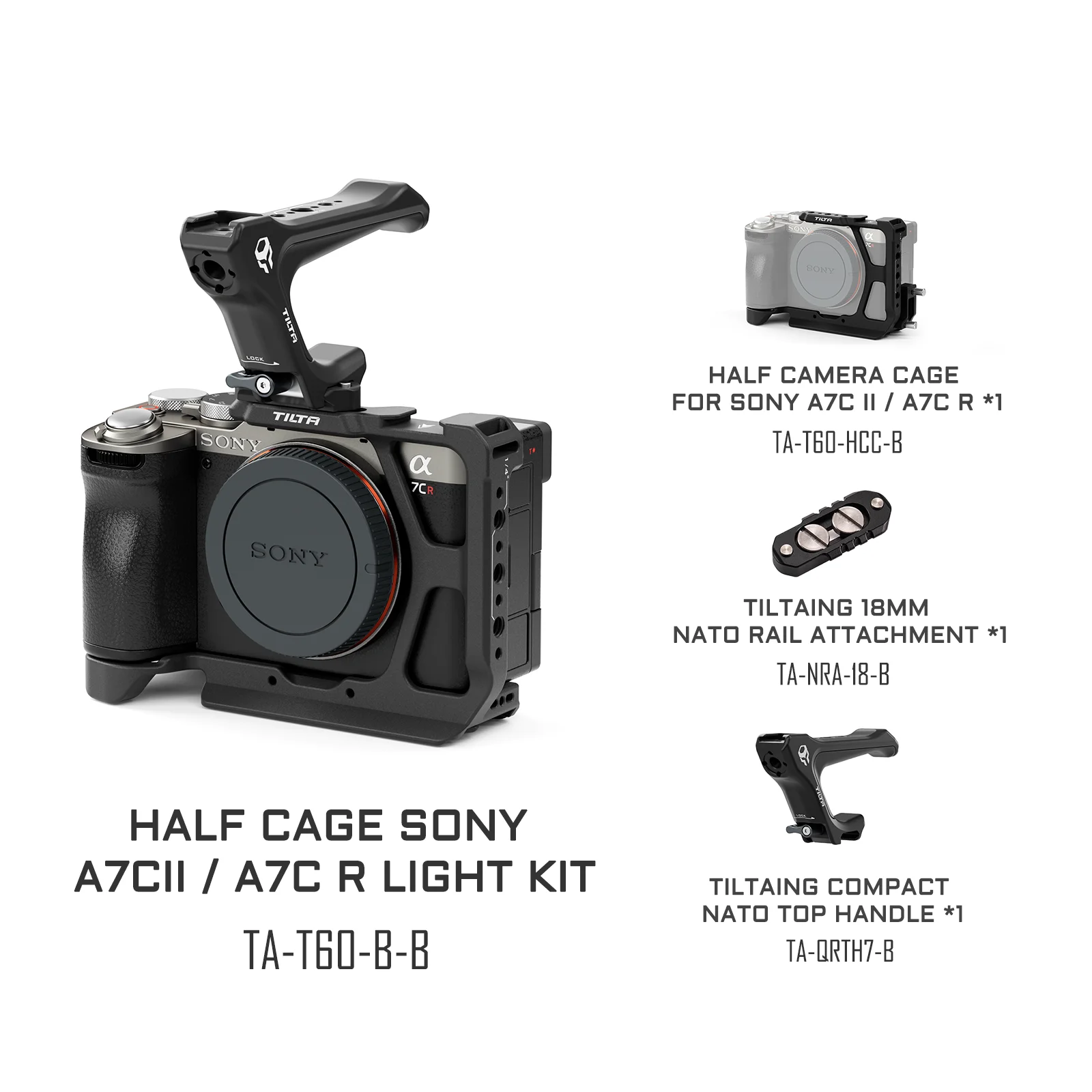 Tilta Gabbia Per Sony A7/A9 E A7 II/III/A7S/A7R – Con Maniglia Superiore E Piastra A Sgancio Rapido