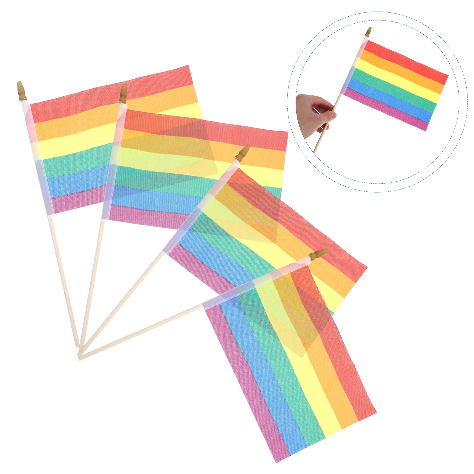 10 Pcs Rainbow Handheld Flags Durable Polyester Pride LGBTQ Decorations for Parades Parties Celebrations Outdoor Mini Size