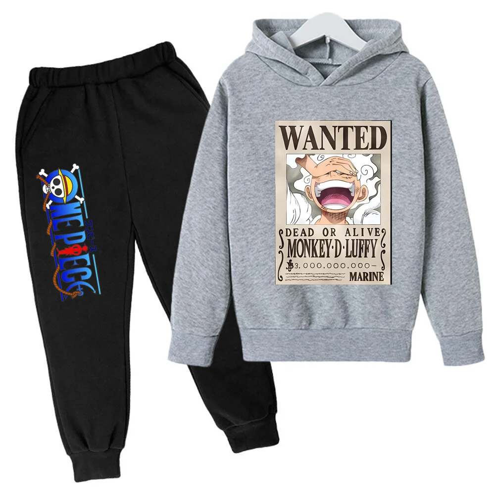 Hot One Pieces Hoodie Set Kids Luffy Clothes Boys Girls Clothing children's jersey sports suit autumn hoodie pants 2-piece set