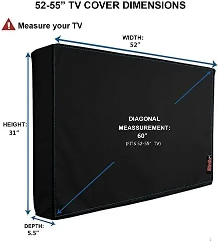 TV Cover for 55 inch Outside Flat Screen TV - Cover Size 52''W x 31''H x 5.5''D Compatible with 52 - 55 inch LCD LED TV