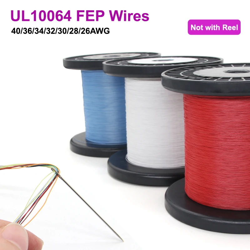 

10/50/100m UL10064 PTFE Wires 40/36/34/32/30/28/26AWG Ultra Fine Micro Litz FEP Insulation Tinned Copper Wire for Soldering