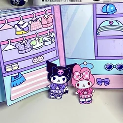 DIY Sanrio Kuromi ręcznie robiona naklejka z zabawki prezentowe Anime całkiem książka zabawna gra edukacyjna Montessori dla dzieci