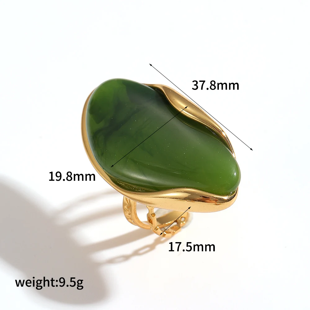 TDJewelry Stainless Steel Color Resin Geometric Shape Rings 18K Gold Plated Fashion Daily Jewelry Ring for Women