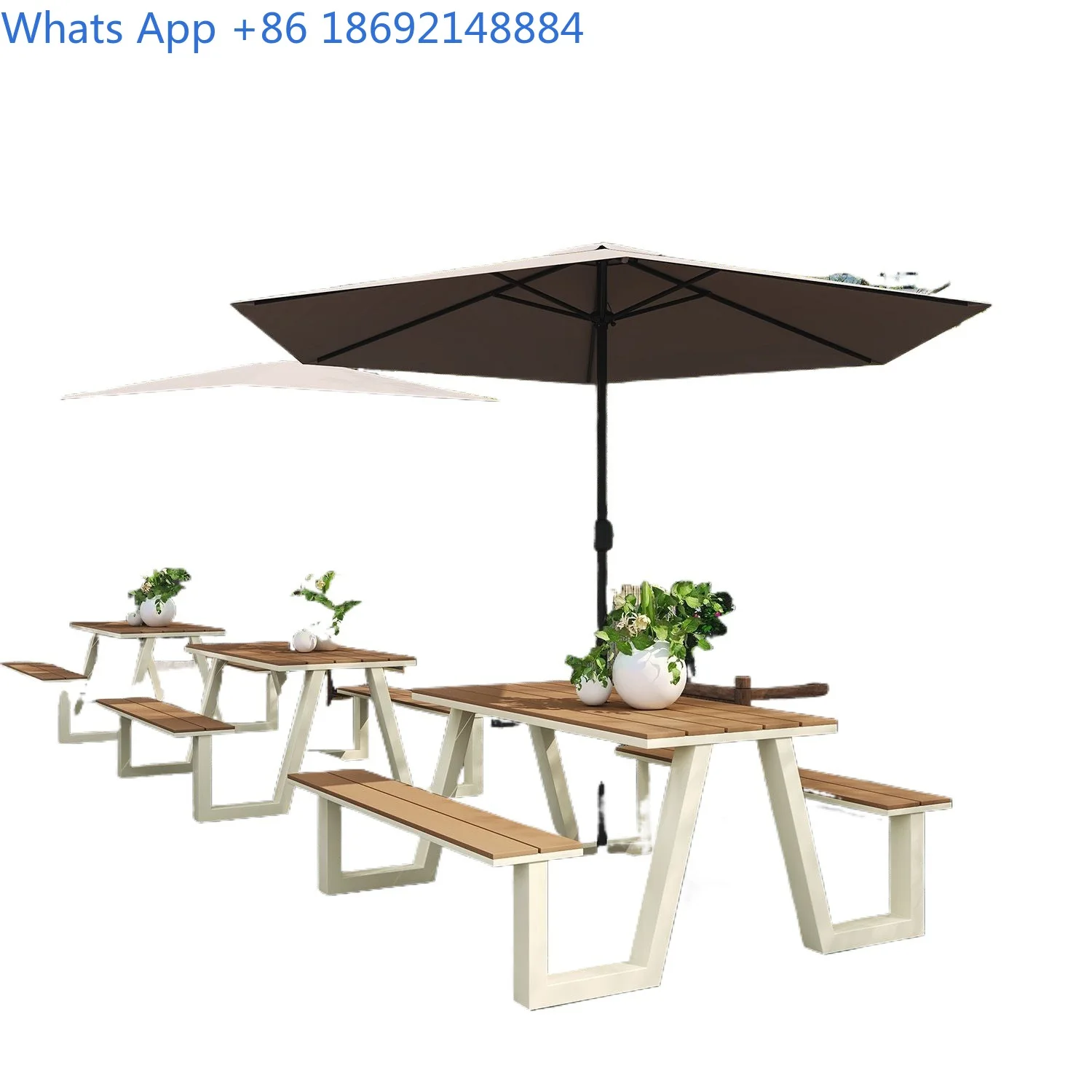 Outdoor All in One Table and Chair Set for Plaza Commercial Street Bubble Tea Shop Outdoor Seating Park Patio UV Moisture